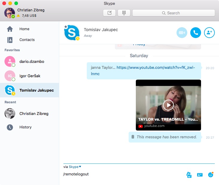 sign out of skype for mac